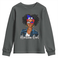 Proud Haitian Afro Girl in Denim Jacket Style Graphic Youth Sweatshirt Haiti Heritage Pride