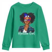 Proud Haitian Afro Girl in Denim Jacket Style Graphic Youth Sweatshirt Haiti Heritage Pride