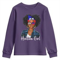 Proud Haitian Afro Girl in Denim Jacket Style Graphic Youth Sweatshirt Haiti Heritage Pride