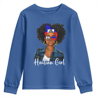 Proud Haitian Afro Girl in Denim Jacket Style Graphic Youth Sweatshirt Haiti Heritage Pride