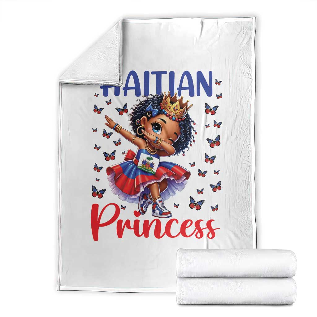 Cute Dabbing Haitian Princess Kids Graphic Throw Blanket Haiti Heritage Pride