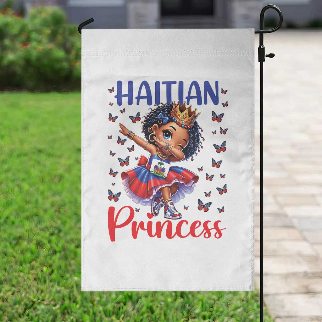 Cute Dabbing Haitian Princess Kids Graphic Garden Flag Haiti Heritage Pride