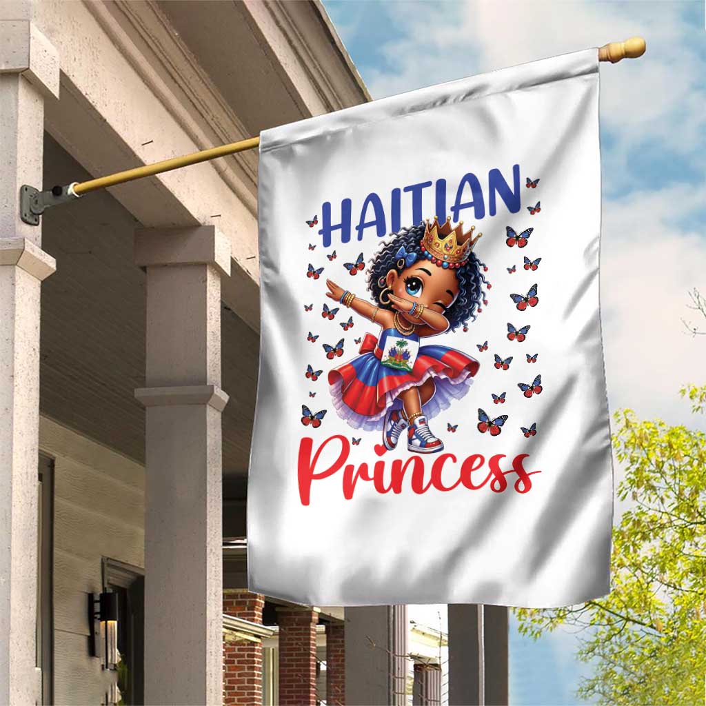 Cute Dabbing Haitian Princess Kids Graphic Garden Flag Haiti Heritage Pride