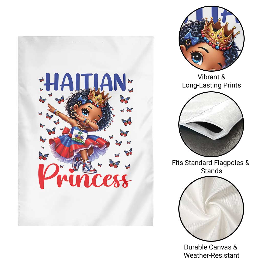 Cute Dabbing Haitian Princess Kids Graphic Garden Flag Haiti Heritage Pride