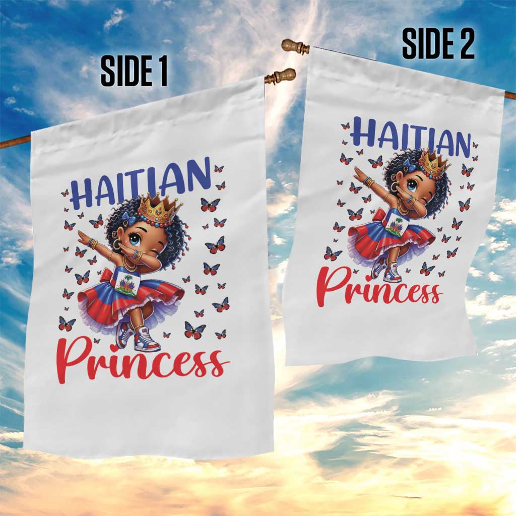Cute Dabbing Haitian Princess Kids Graphic Garden Flag Haiti Heritage Pride
