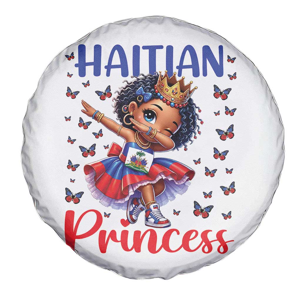 Cute Dabbing Haitian Princess Kids Graphic Spare Tire Cover Haiti Heritage Pride
