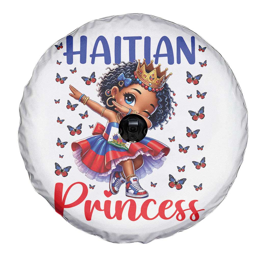 Cute Dabbing Haitian Princess Kids Graphic Spare Tire Cover Haiti Heritage Pride
