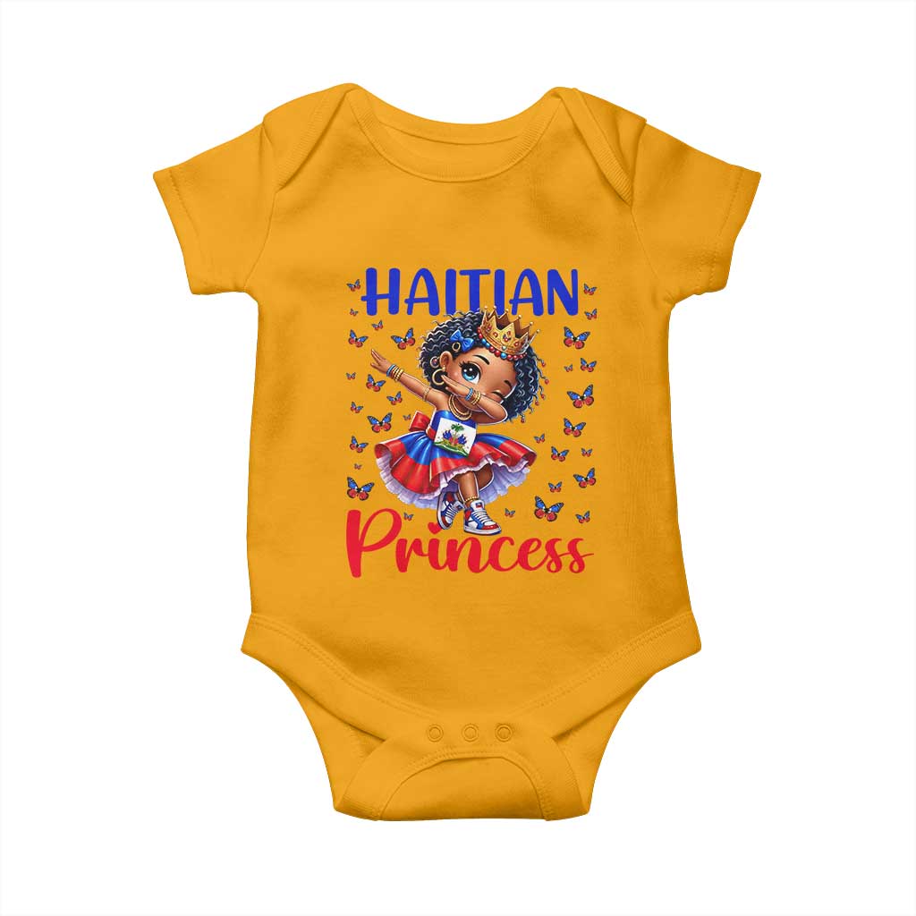 Cute Dabbing Haitian Princess Kids Graphic Baby Onesie Haiti Heritage Pride