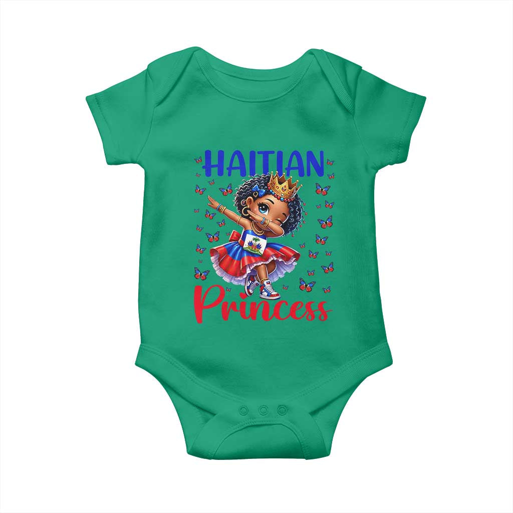 Cute Dabbing Haitian Princess Kids Graphic Baby Onesie Haiti Heritage Pride