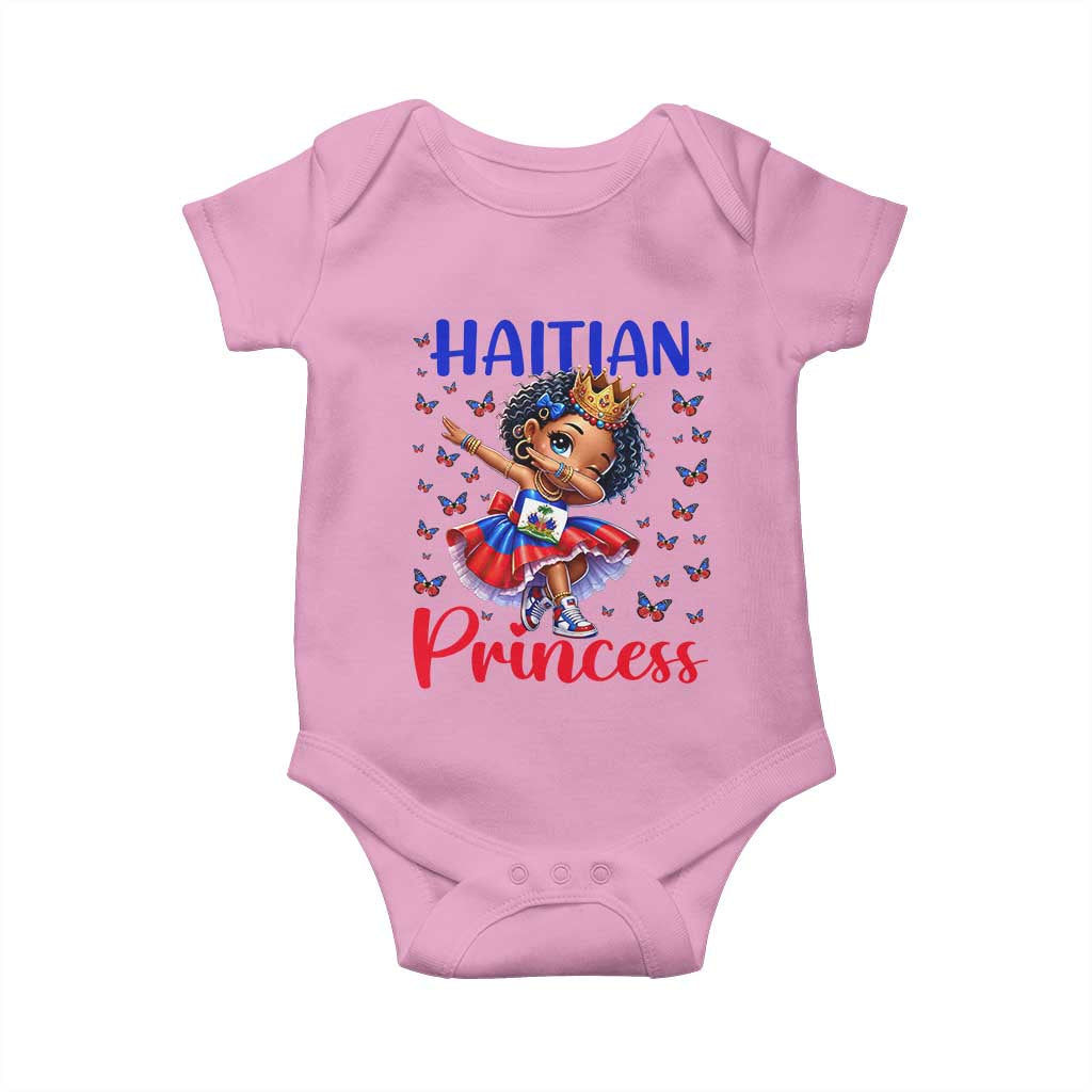 Cute Dabbing Haitian Princess Kids Graphic Baby Onesie Haiti Heritage Pride