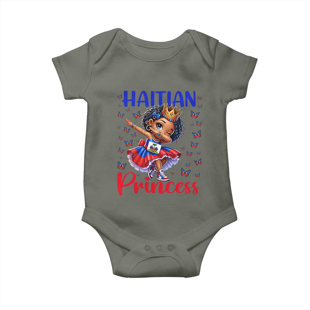 Cute Dabbing Haitian Princess Kids Graphic Baby Onesie Haiti Heritage Pride