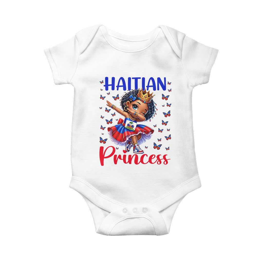 Cute Dabbing Haitian Princess Kids Graphic Baby Onesie Haiti Heritage Pride
