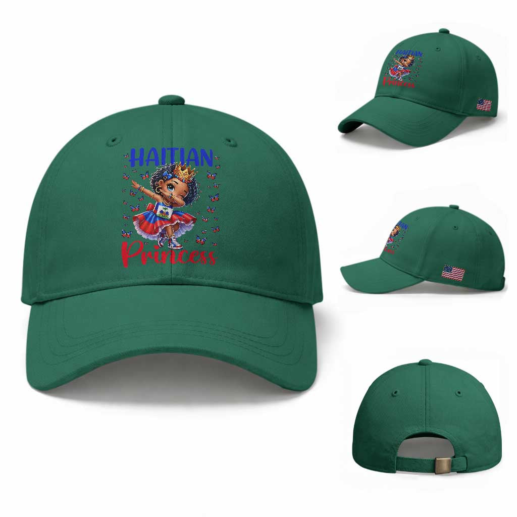 Cute Dabbing Haitian Princess Kids Graphic Baseball Cap Haiti Heritage Pride