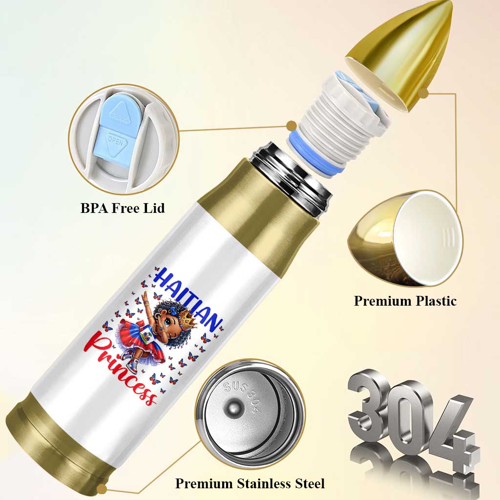 Cute Dabbing Haitian Princess Kids Graphic Bullet Tumbler Haiti Heritage Pride