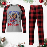 Cute Dabbing Haitian Princess Kids Graphic Plaid Pajama Set Haiti Heritage Pride