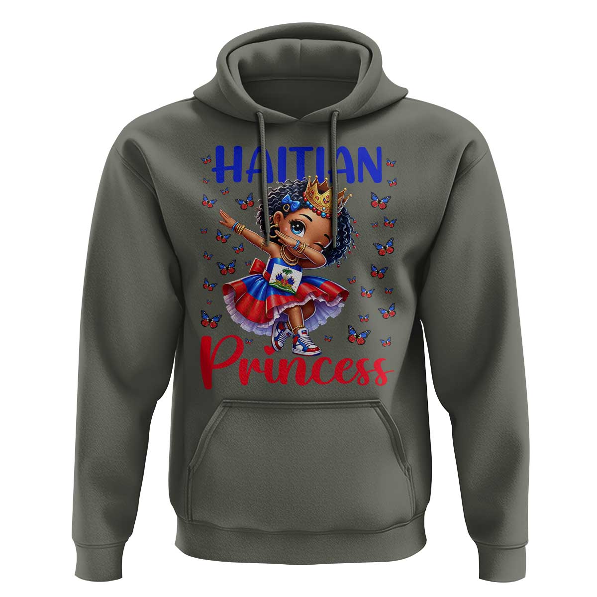 Cute Dabbing Haitian Princess Kids Graphic Hoodie Haiti Heritage Pride