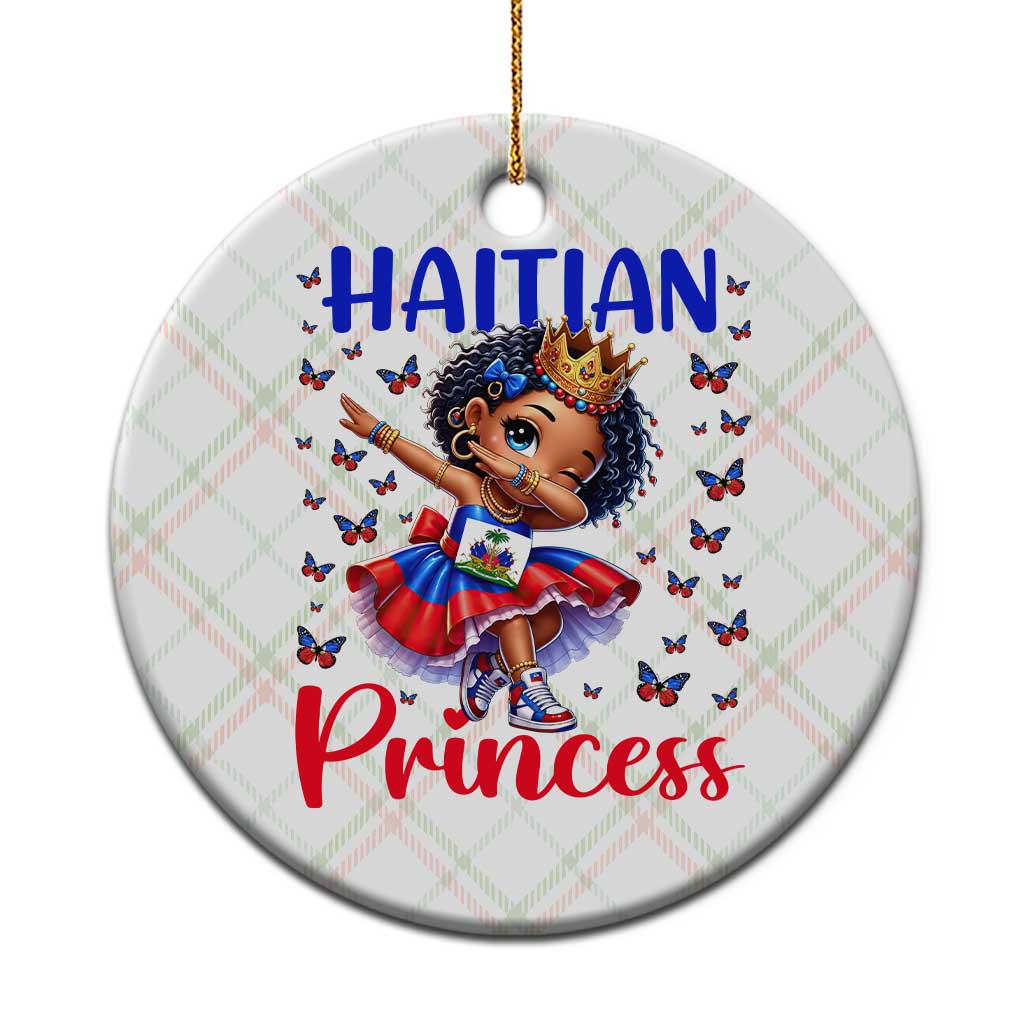 Cute Dabbing Haitian Princess Kids Graphic Ceramic Ornament Haiti Heritage Pride