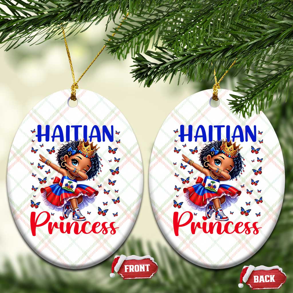 Cute Dabbing Haitian Princess Kids Graphic Ceramic Ornament Haiti Heritage Pride