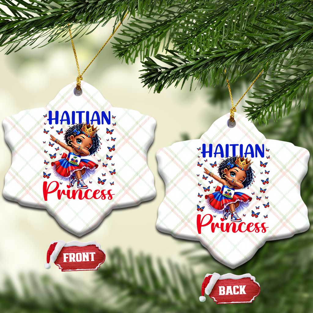 Cute Dabbing Haitian Princess Kids Graphic Ceramic Ornament Haiti Heritage Pride