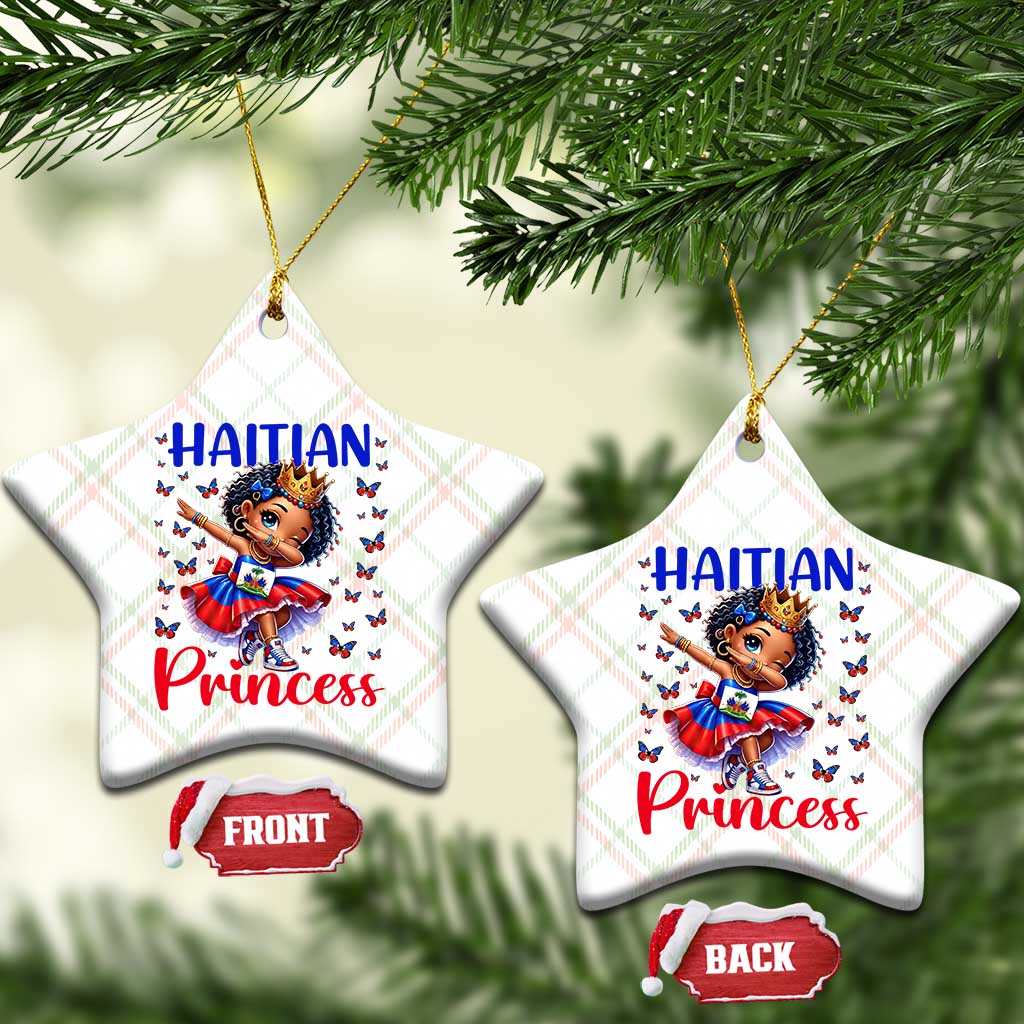 Cute Dabbing Haitian Princess Kids Graphic Ceramic Ornament Haiti Heritage Pride
