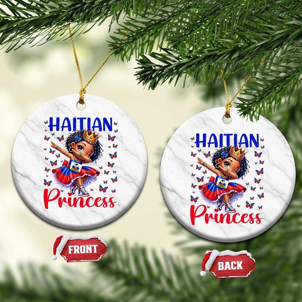 Cute Dabbing Haitian Princess Kids Graphic Ceramic Ornament Haiti Heritage Pride