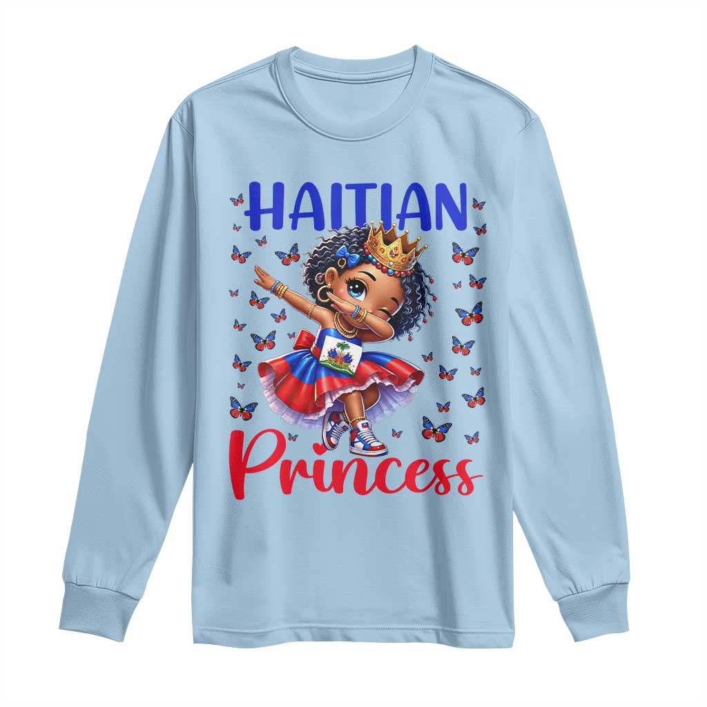 Cute Dabbing Haitian Princess Kids Graphic Long Sleeve Shirt Haiti Heritage Pride