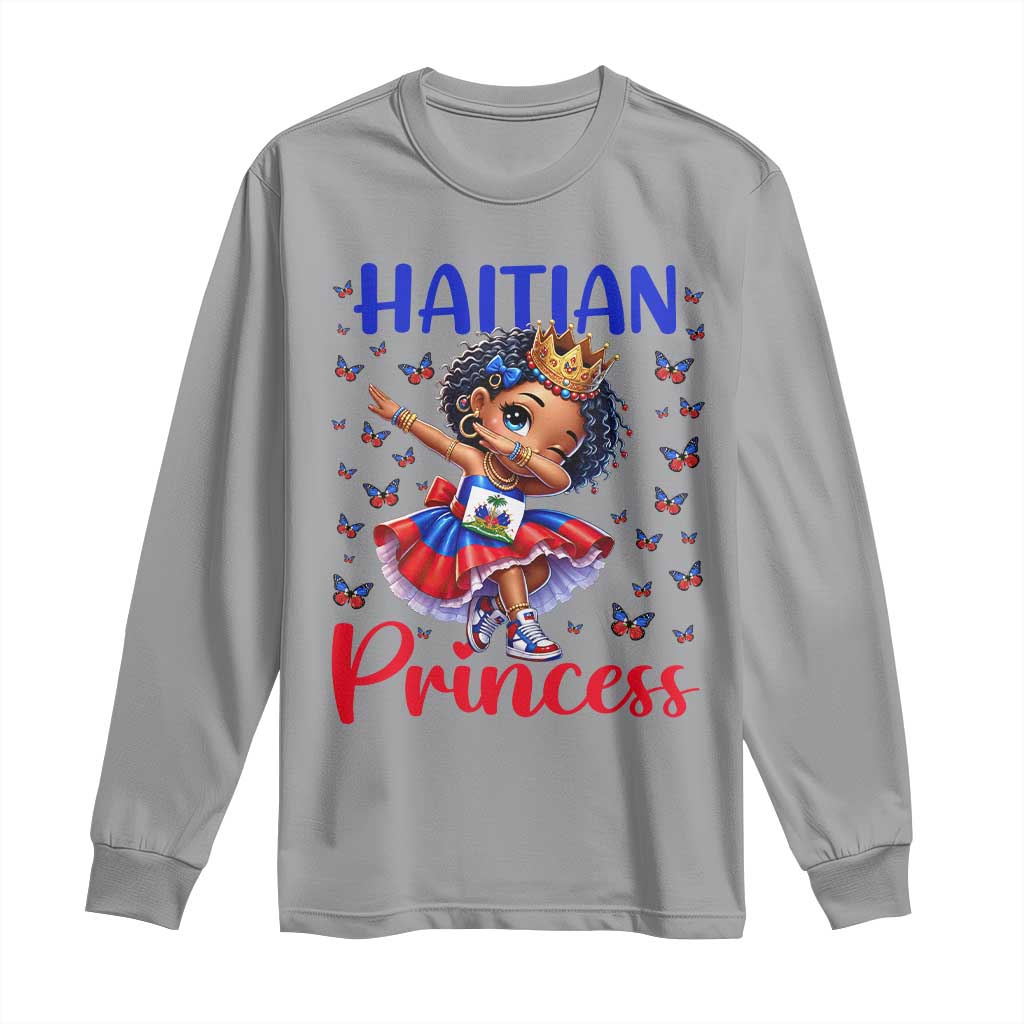 Cute Dabbing Haitian Princess Kids Graphic Long Sleeve Shirt Haiti Heritage Pride