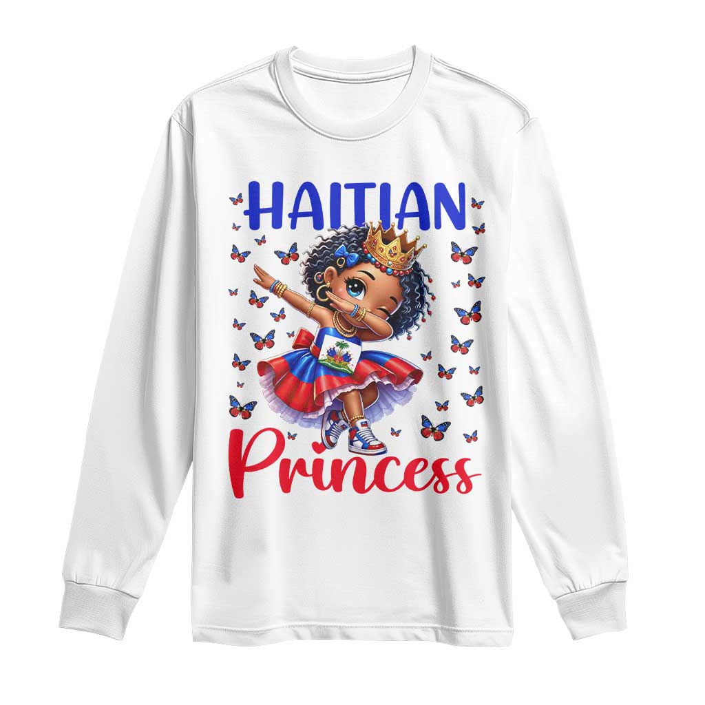 Cute Dabbing Haitian Princess Kids Graphic Long Sleeve Shirt Haiti Heritage Pride
