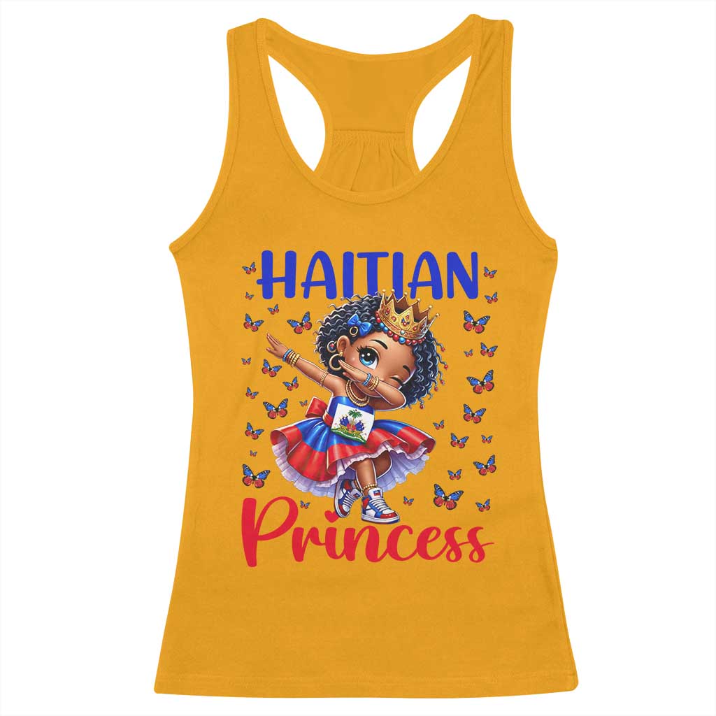 Cute Dabbing Haitian Princess Kids Graphic Racerback Tank Top Haiti Heritage Pride