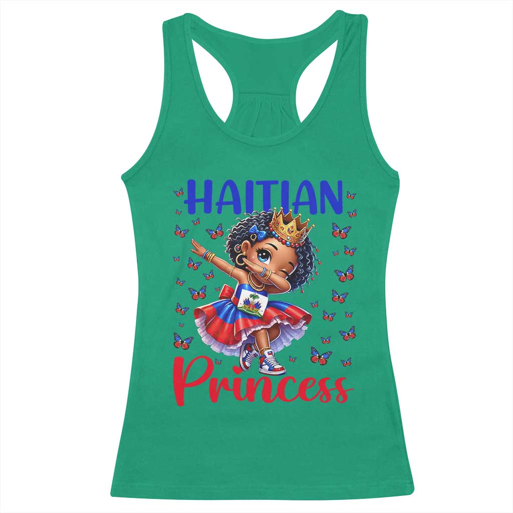 Cute Dabbing Haitian Princess Kids Graphic Racerback Tank Top Haiti Heritage Pride