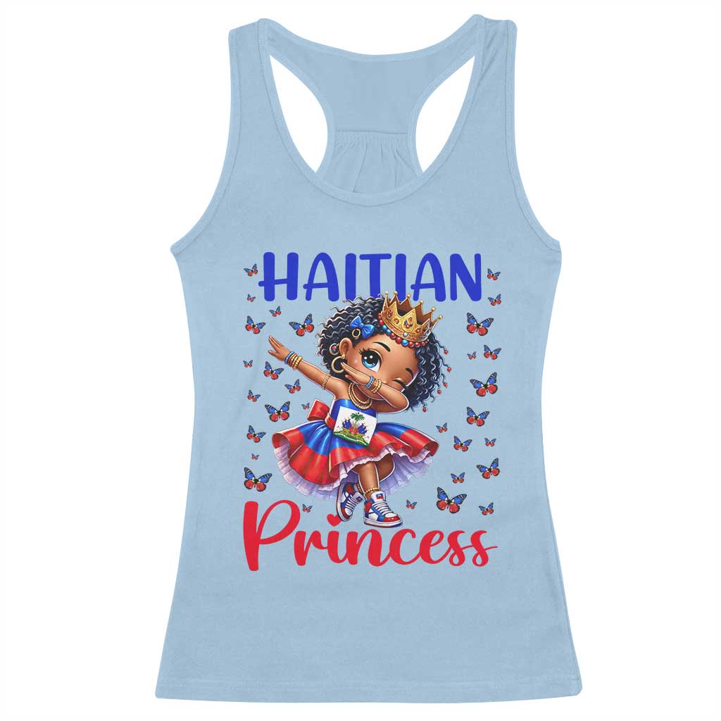 Cute Dabbing Haitian Princess Kids Graphic Racerback Tank Top Haiti Heritage Pride