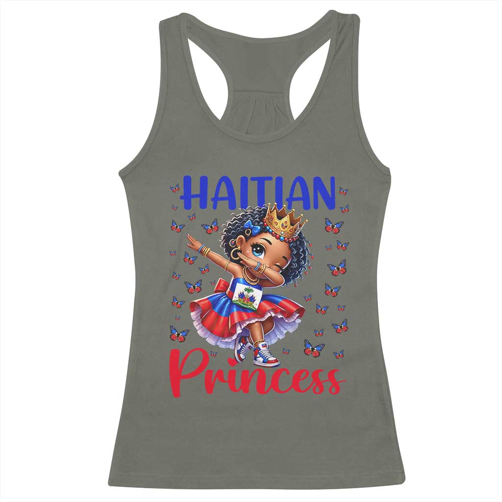 Cute Dabbing Haitian Princess Kids Graphic Racerback Tank Top Haiti Heritage Pride