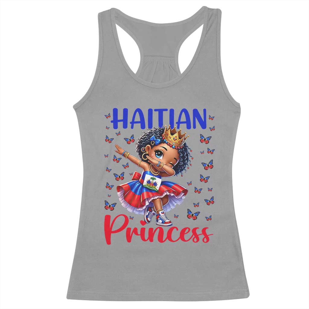 Cute Dabbing Haitian Princess Kids Graphic Racerback Tank Top Haiti Heritage Pride