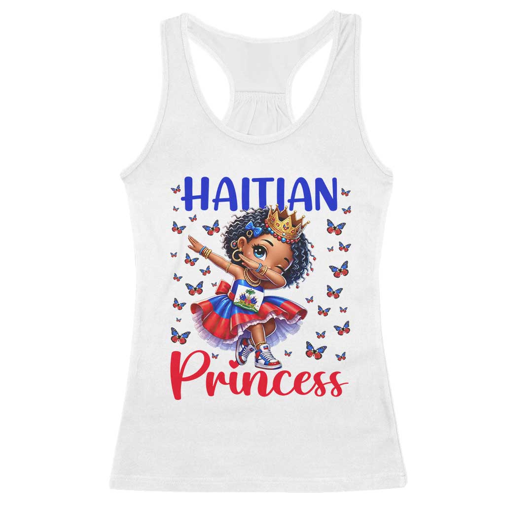 Cute Dabbing Haitian Princess Kids Graphic Racerback Tank Top Haiti Heritage Pride