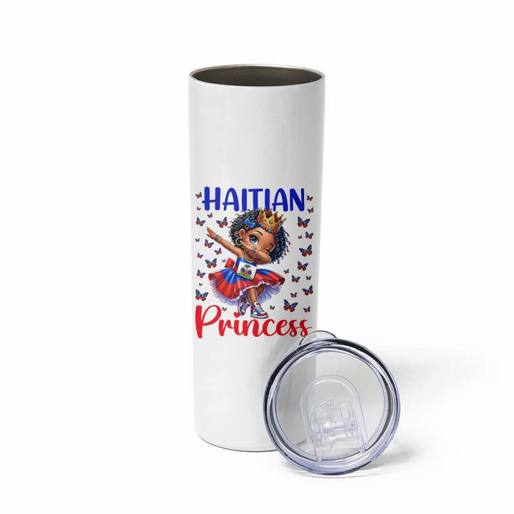 Cute Dabbing Haitian Princess Kids Graphic Skinny Tumbler Haiti Heritage Pride
