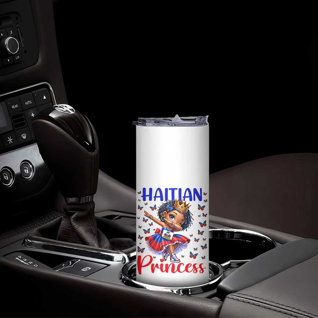 Cute Dabbing Haitian Princess Kids Graphic Skinny Tumbler Haiti Heritage Pride