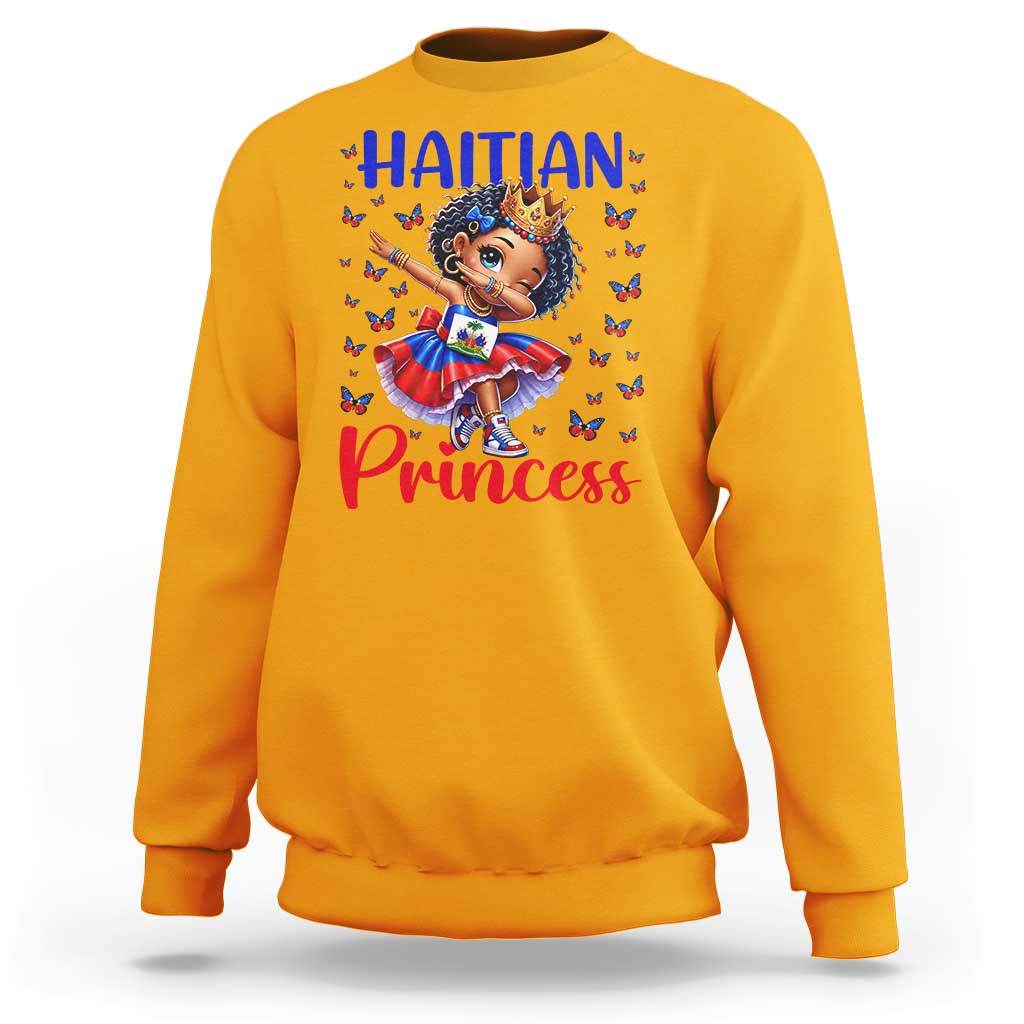 Cute Dabbing Haitian Princess Kids Graphic Sweatshirt Haiti Heritage Pride