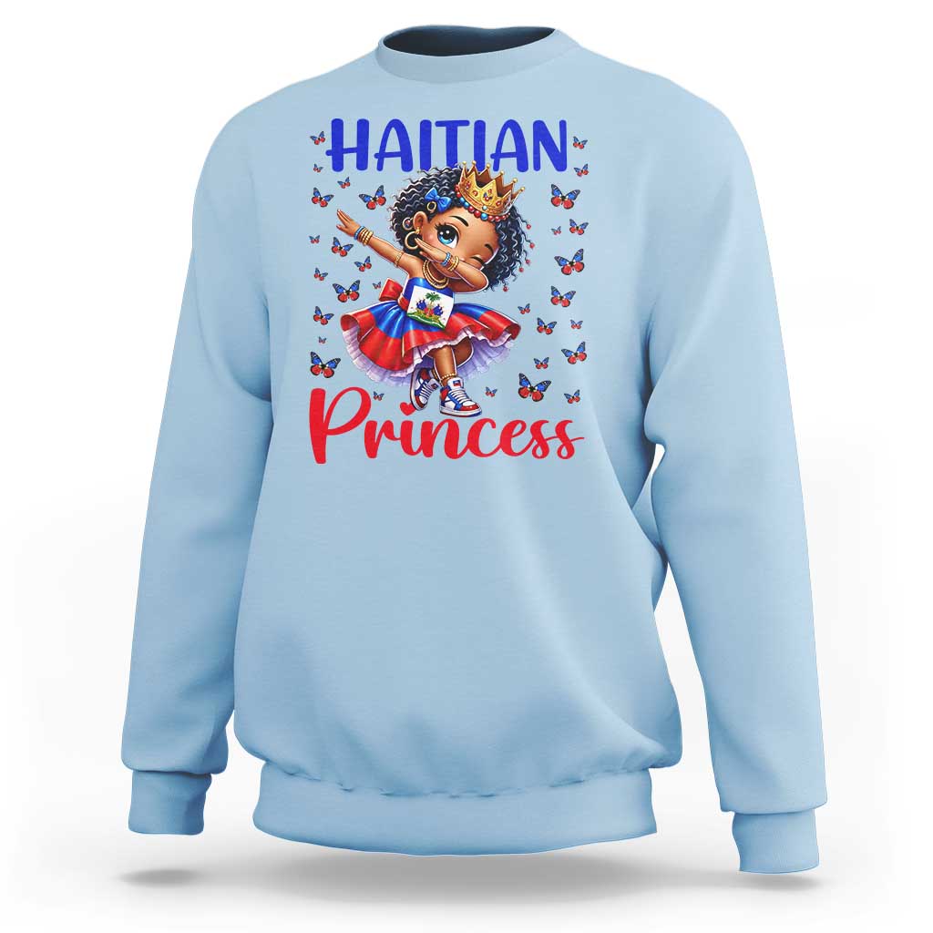Cute Dabbing Haitian Princess Kids Graphic Sweatshirt Haiti Heritage Pride