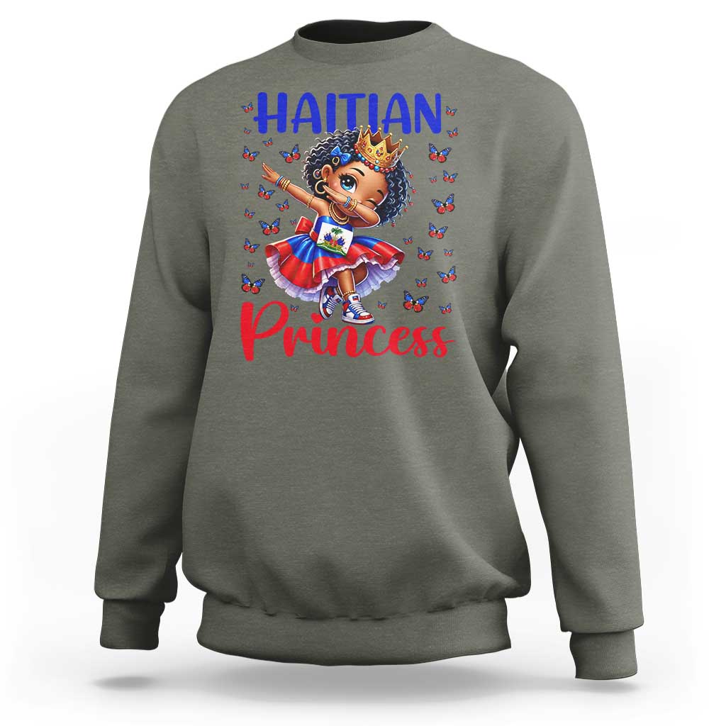 Cute Dabbing Haitian Princess Kids Graphic Sweatshirt Haiti Heritage Pride