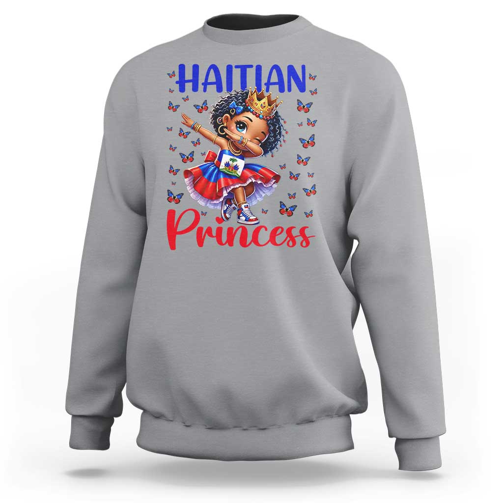 Cute Dabbing Haitian Princess Kids Graphic Sweatshirt Haiti Heritage Pride