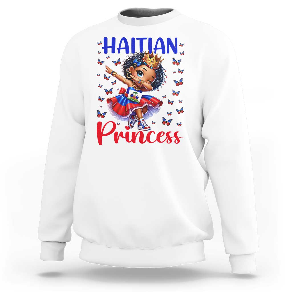 Cute Dabbing Haitian Princess Kids Graphic Sweatshirt Haiti Heritage Pride