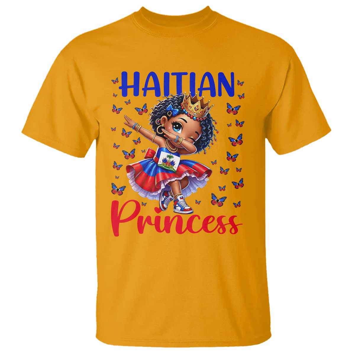 Cute Dabbing Haitian Princess Kids Graphic T Shirt Haiti Heritage Pride