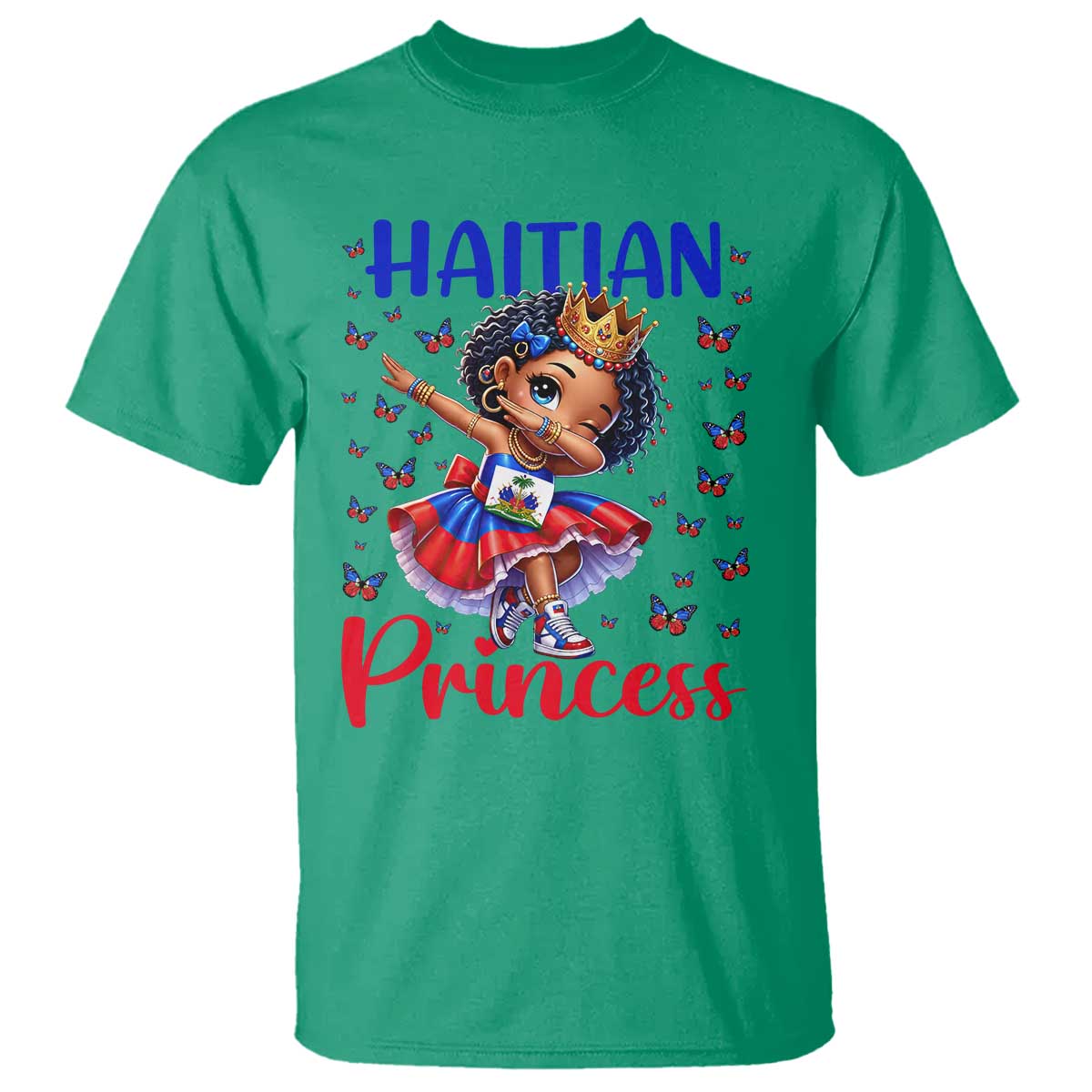 Cute Dabbing Haitian Princess Kids Graphic T Shirt Haiti Heritage Pride