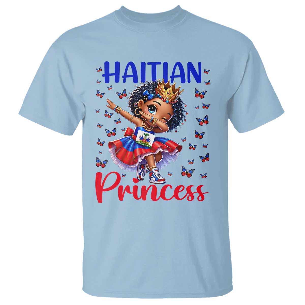 Cute Dabbing Haitian Princess Kids Graphic T Shirt Haiti Heritage Pride