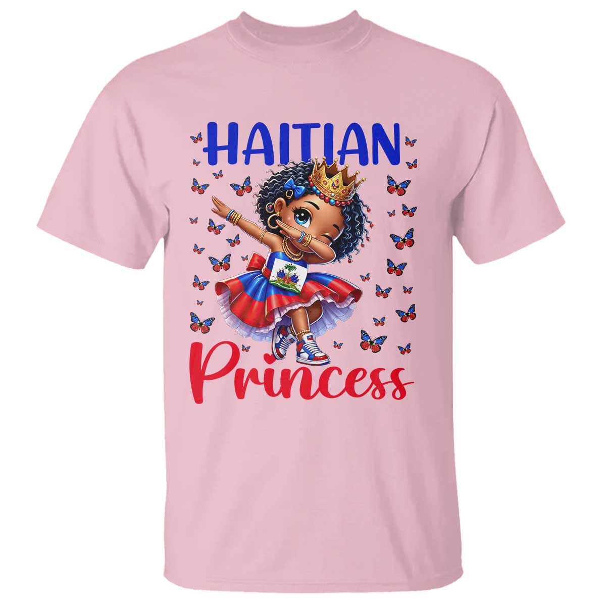 Cute Dabbing Haitian Princess Kids Graphic T Shirt Haiti Heritage Pride