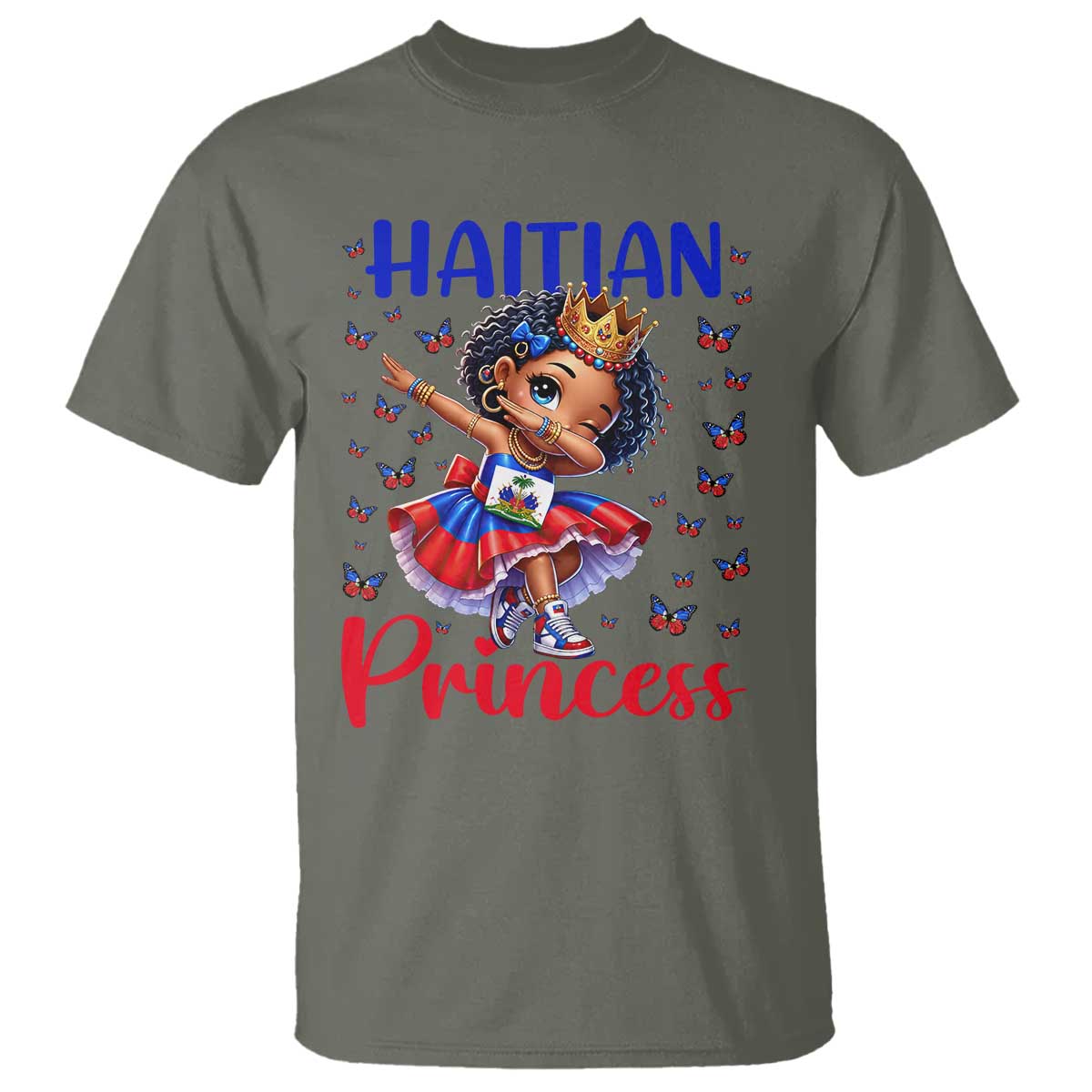 Cute Dabbing Haitian Princess Kids Graphic T Shirt Haiti Heritage Pride