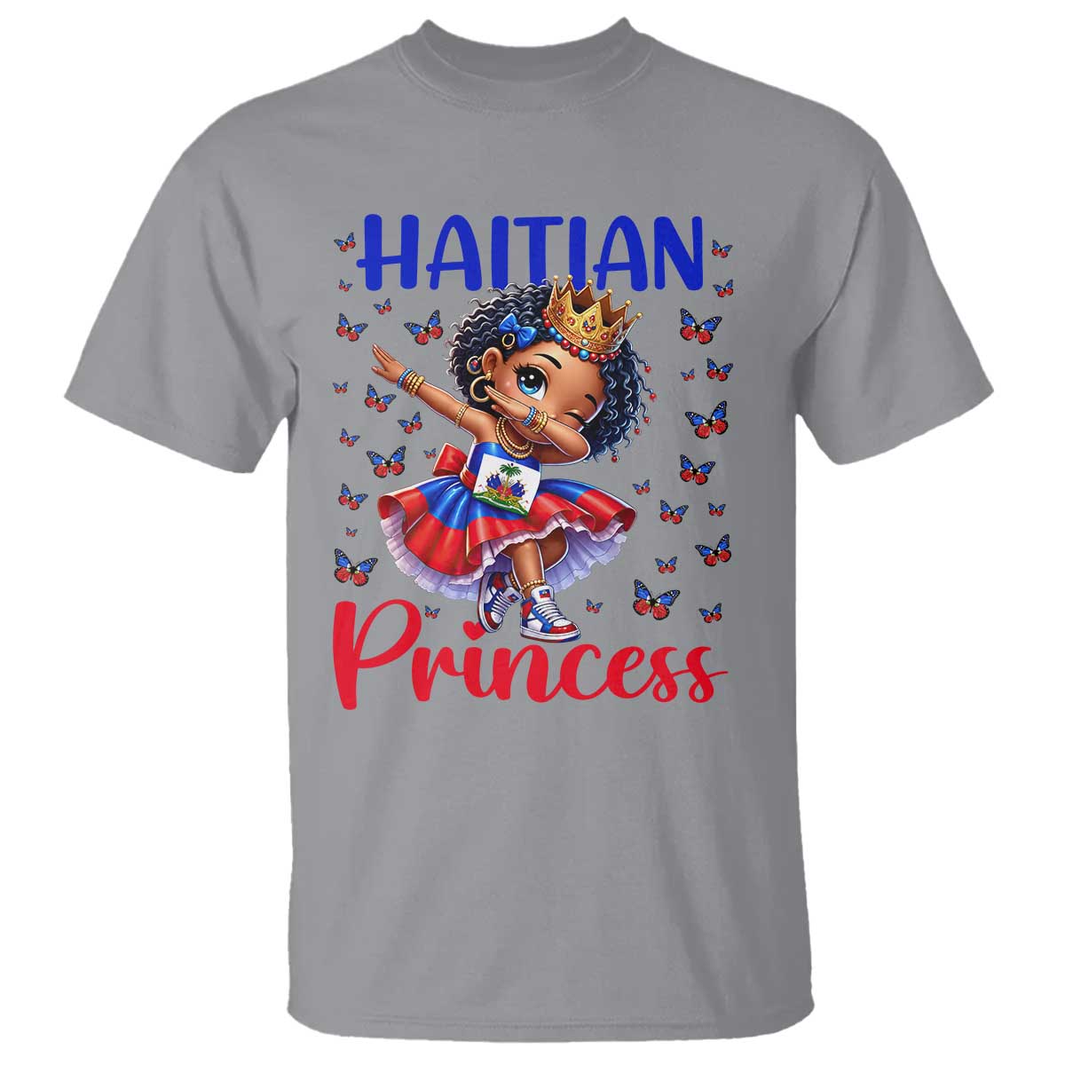 Cute Dabbing Haitian Princess Kids Graphic T Shirt Haiti Heritage Pride