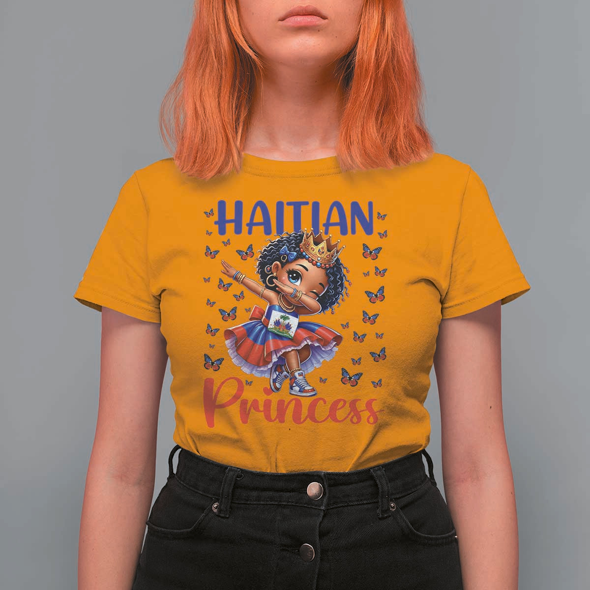 Cute Dabbing Haitian Princess Kids Graphic T Shirt For Women Haiti Heritage Pride