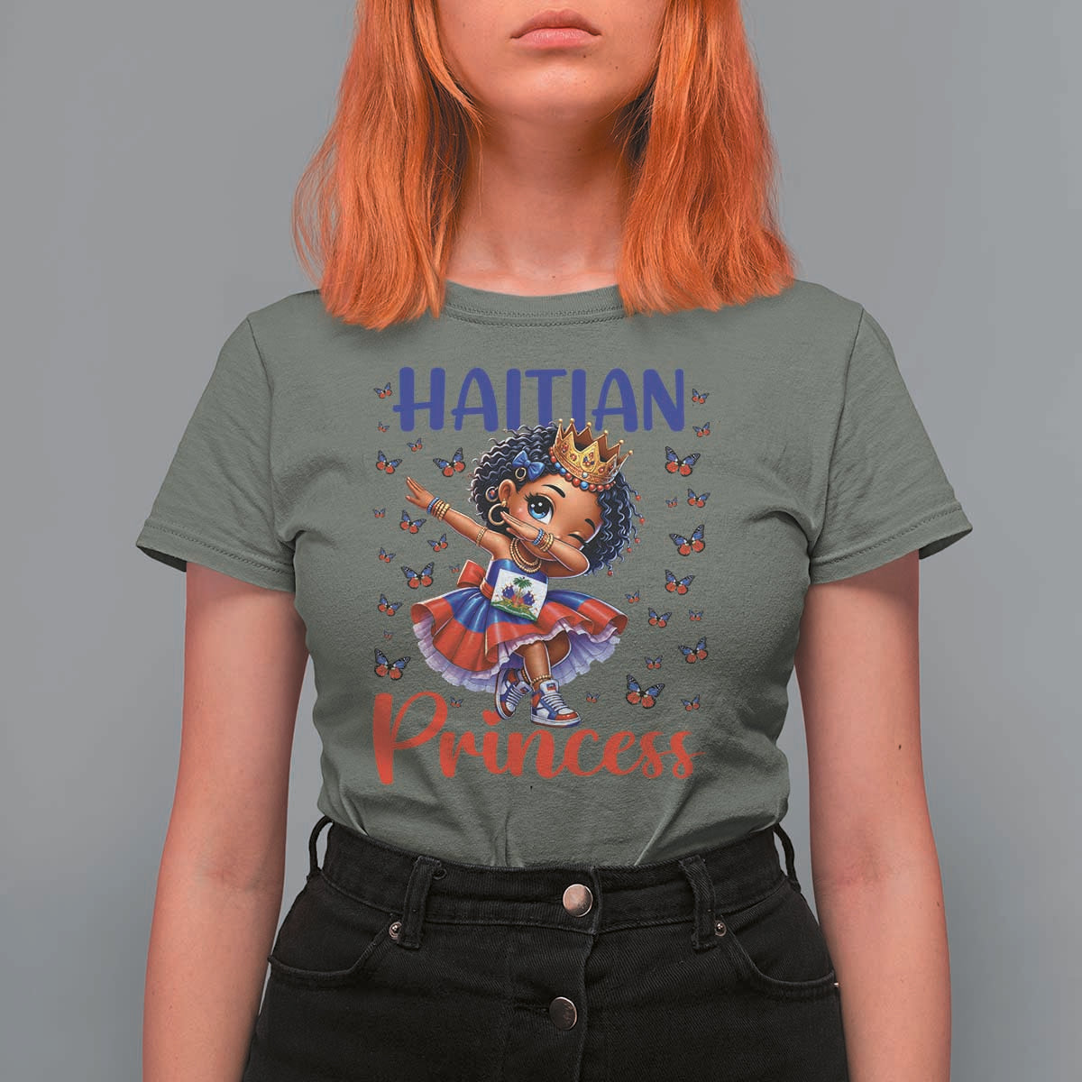 Cute Dabbing Haitian Princess Kids Graphic T Shirt For Women Haiti Heritage Pride