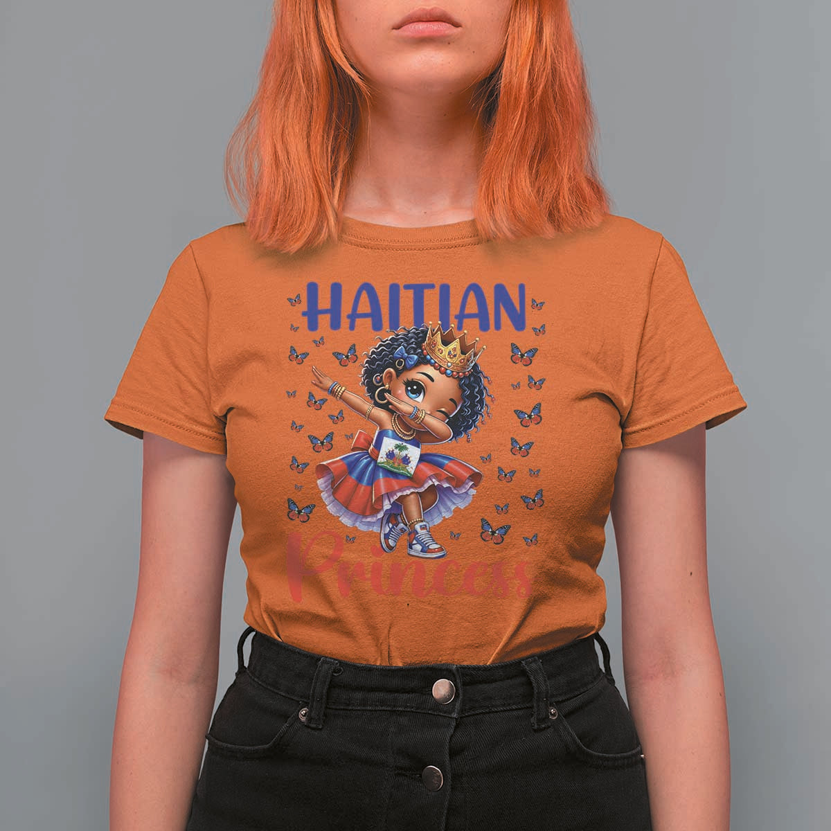 Cute Dabbing Haitian Princess Kids Graphic T Shirt For Women Haiti Heritage Pride
